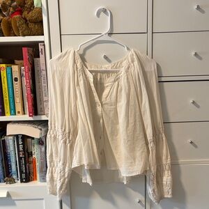 Aerie Cream Button-Up Blouse